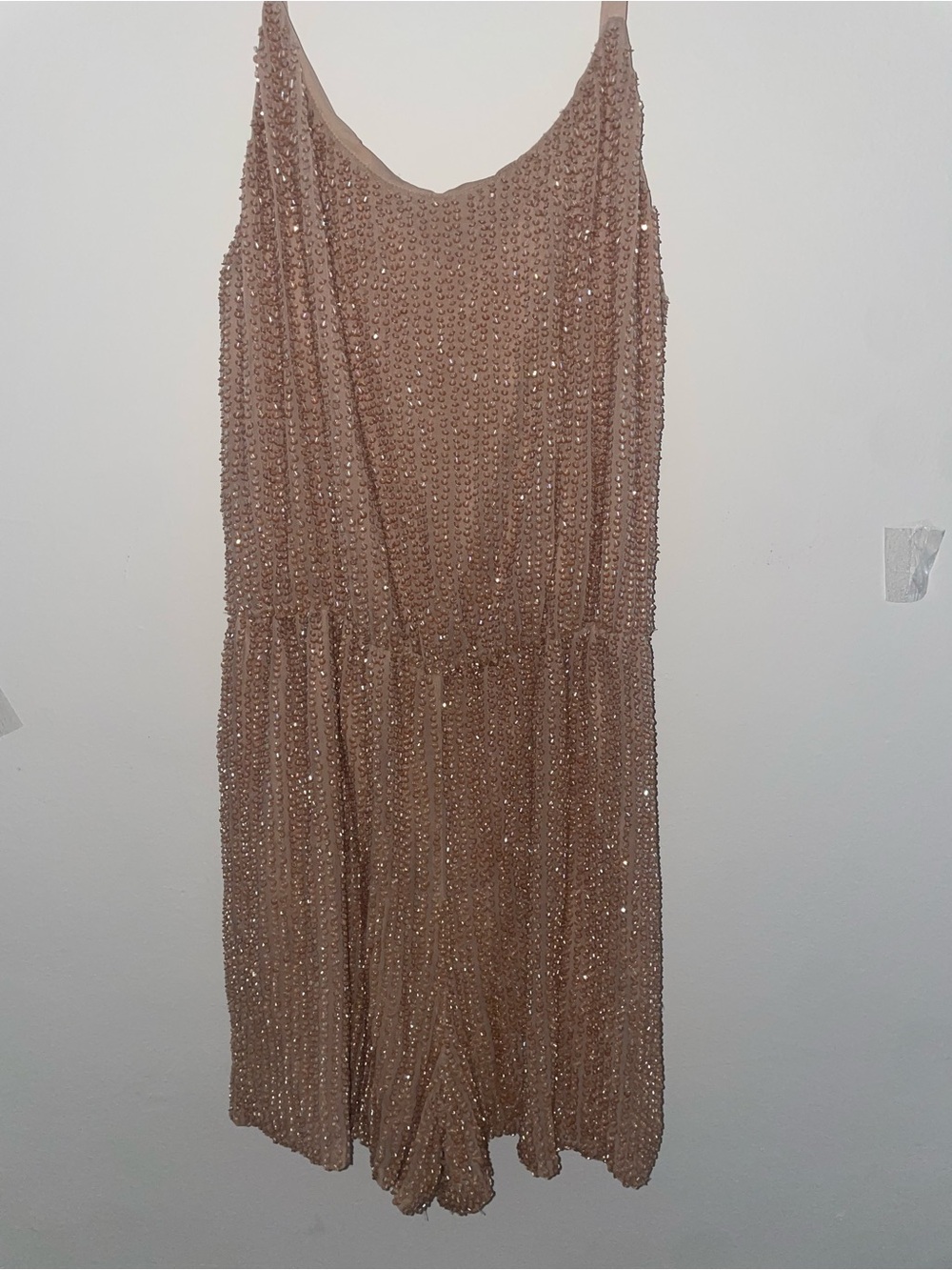 Alice + Olivia Beaded Strapless Nude Cocktail Dress